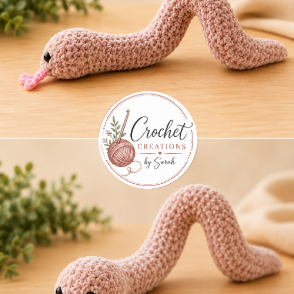 a crochet snake, mid-slither